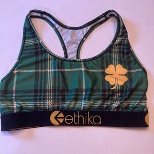 Ethika Green Plaid Sports Bra “Kiss me Green” size XL